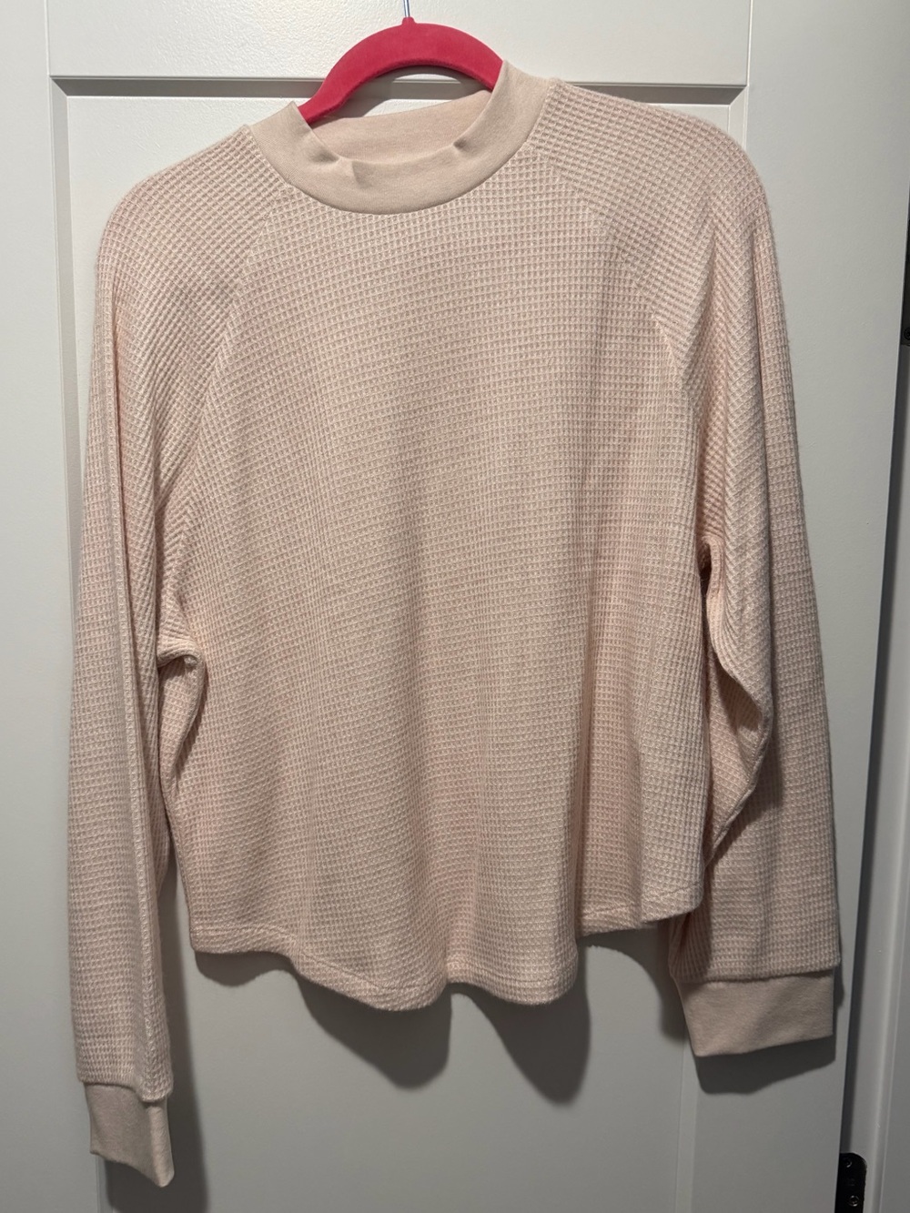Madewell Blush Waffle-Knit Long-Sleeve Top